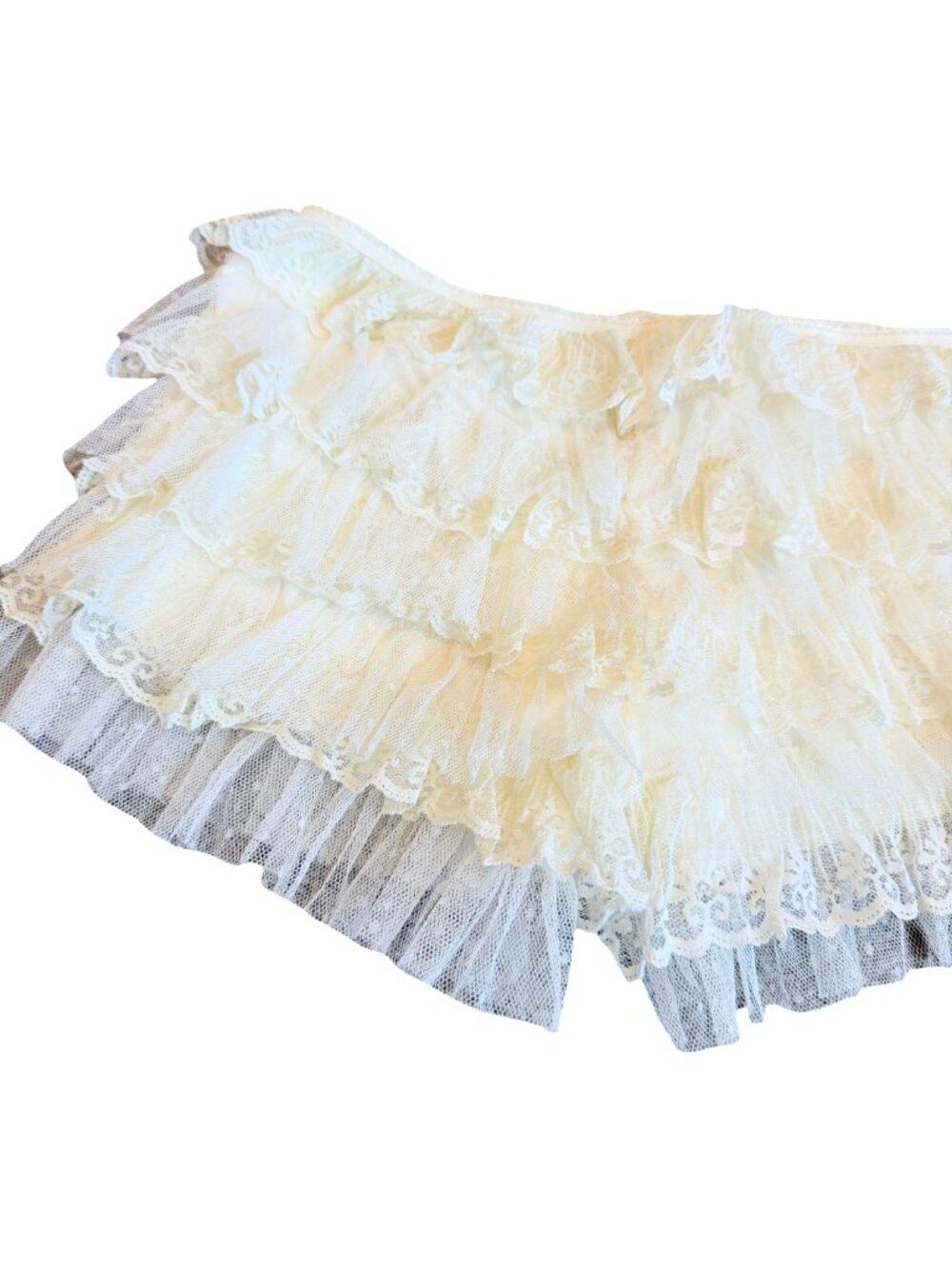 Jaded London Tiered Ruffle Lace Shorts Ivory Sheer Size Small Women's NWT - Picture 9 of 14
